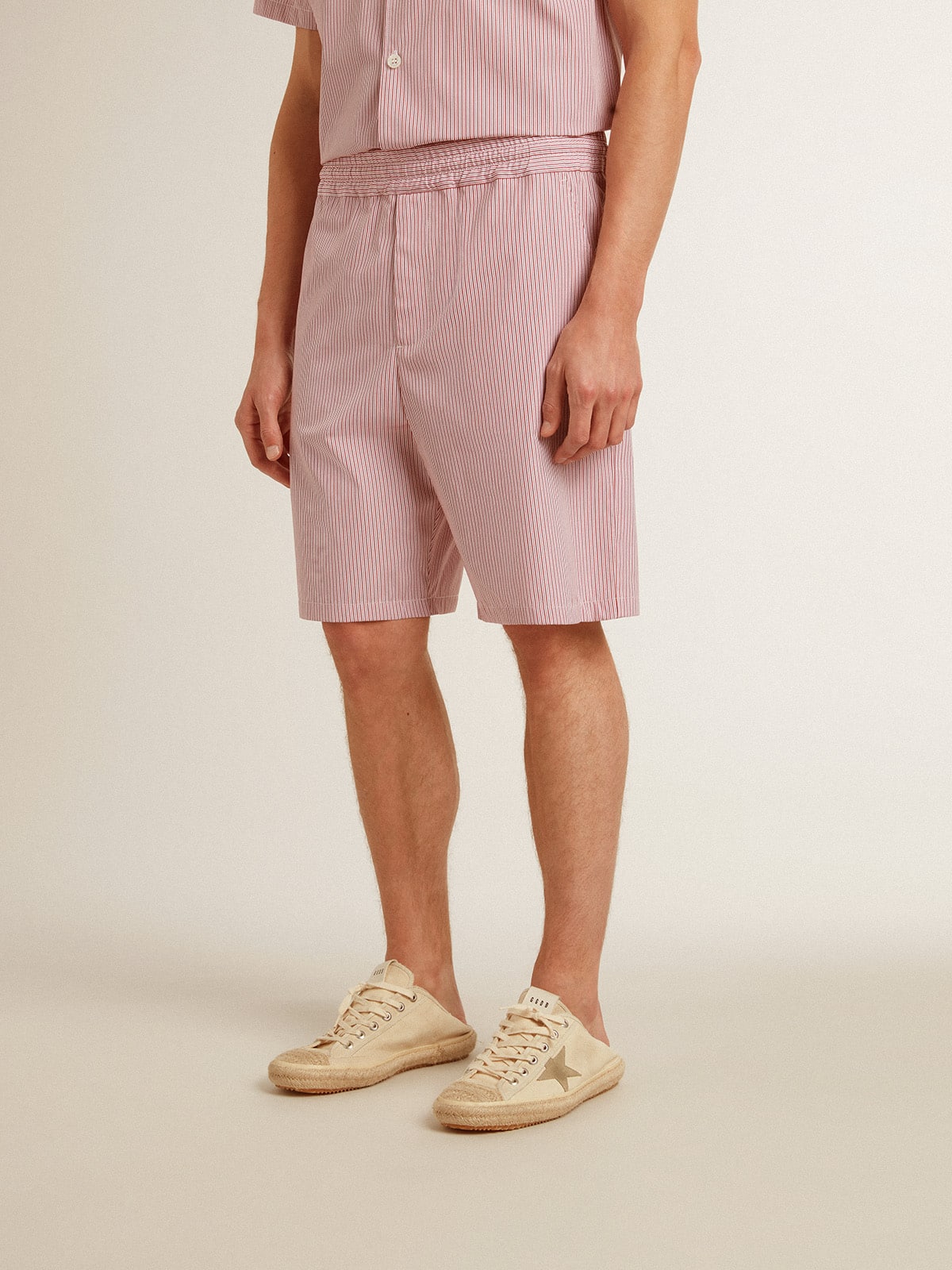 Golden Goose - Bermuda shorts in striped cotton poplin in 