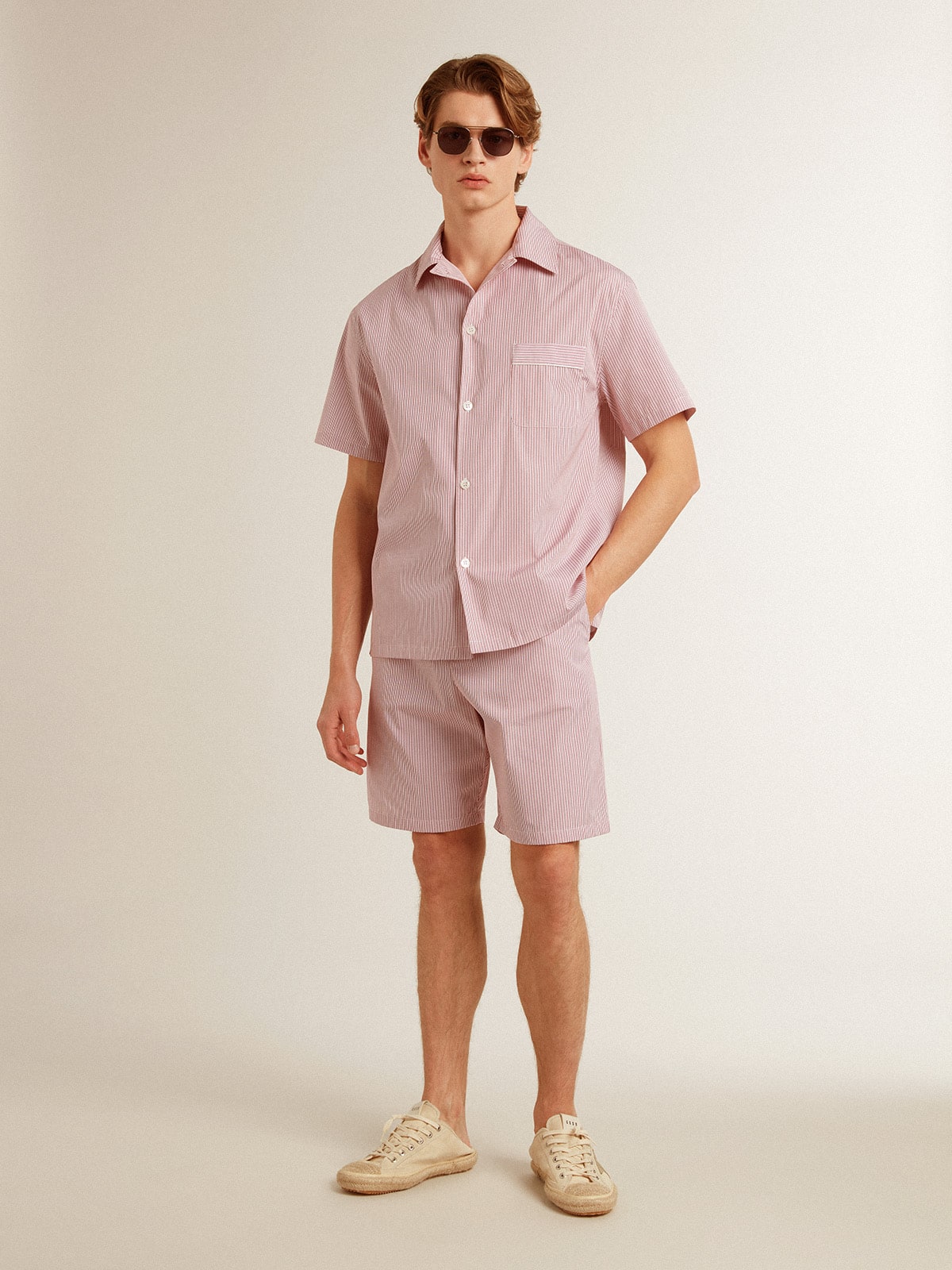 Golden Goose - Bermuda shorts in striped cotton poplin in 