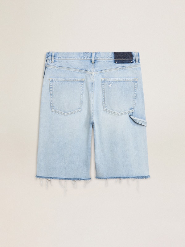 Golden Goose - Men's denim Bermuda shorts with lived-in effect in 