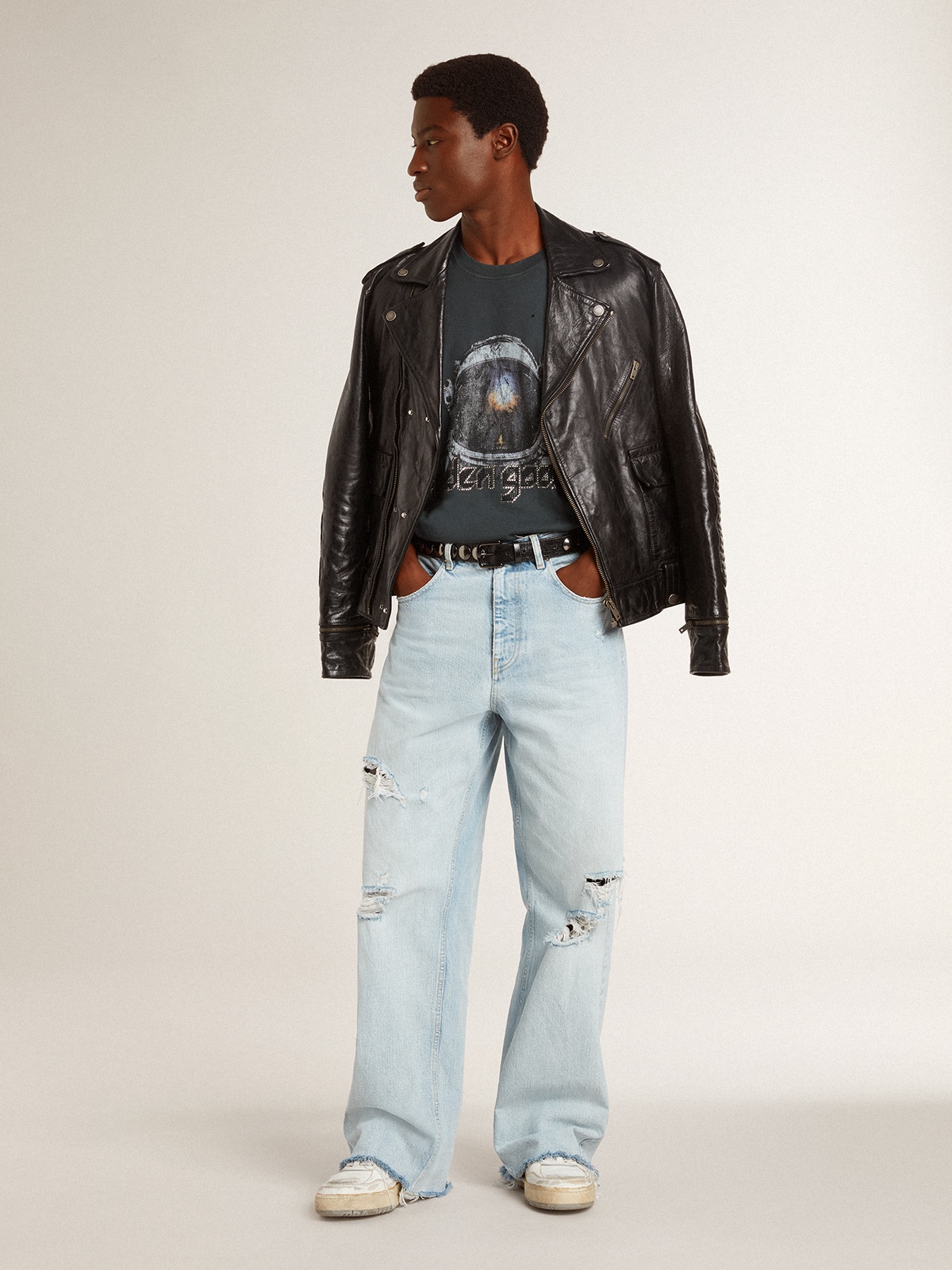 Golden Goose - Pantalon en denim pour homme à l’effet usé in 