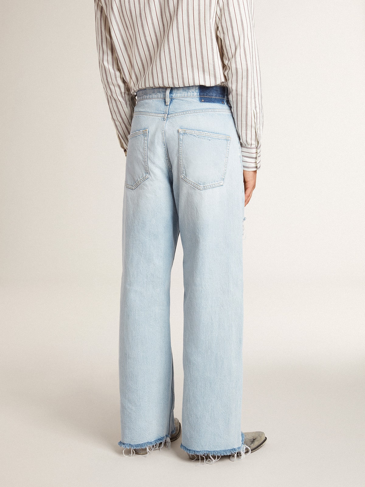 Golden Goose - Men's pants in lived-in effect denim in 