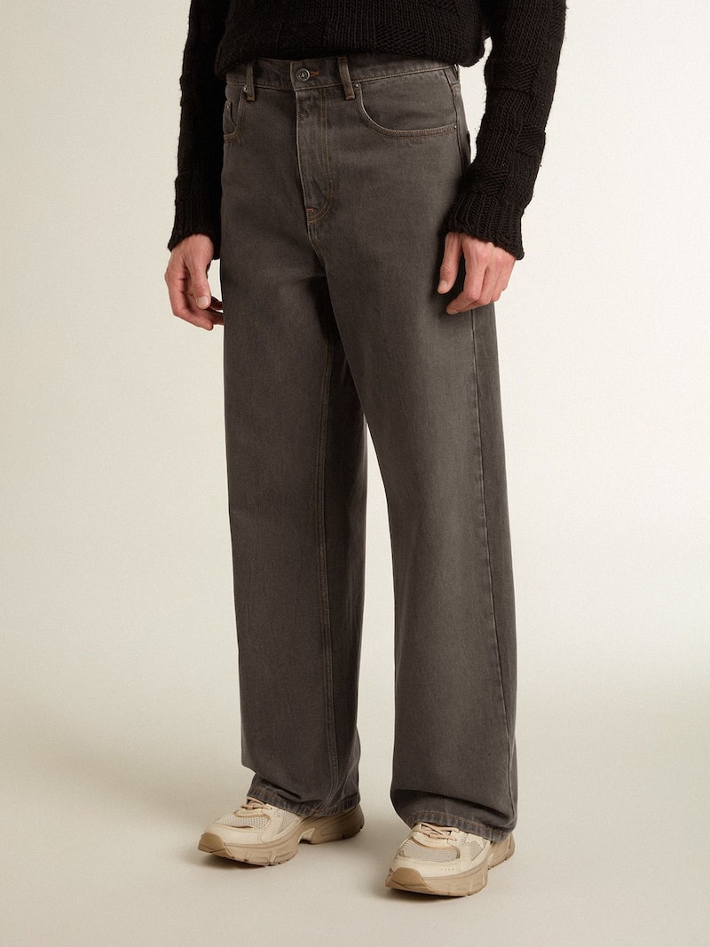 Golden Goose - Jeans grigio scuro da uomo twist crease-wash denim in 