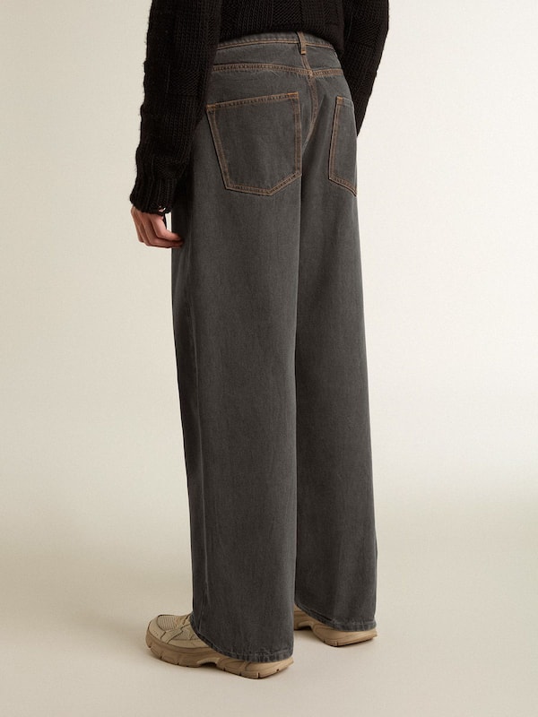 Golden Goose - Men's dark gray jeans in twist crease-wash denim in 