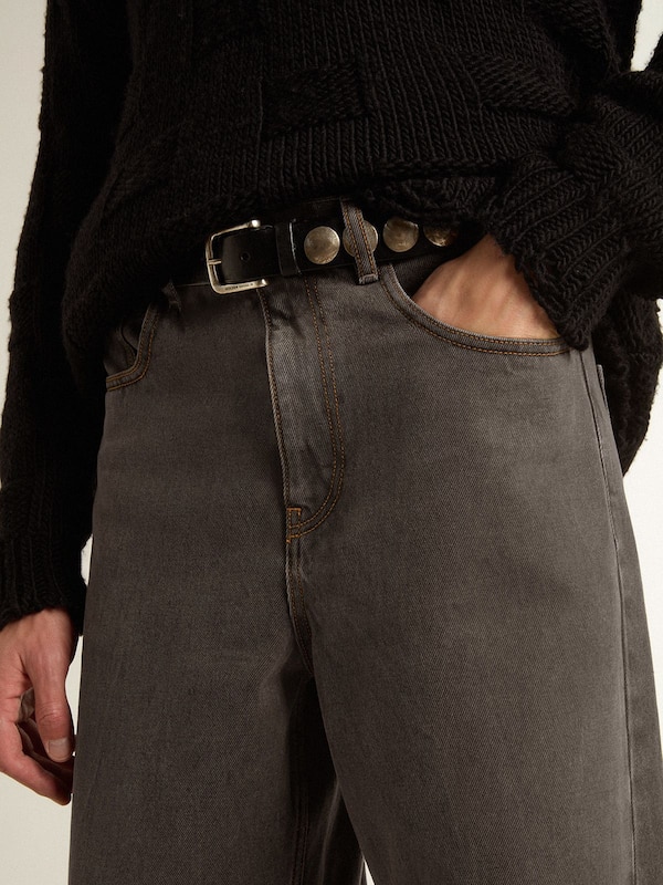 Golden Goose - Men's dark gray jeans in twist crease-wash denim in 