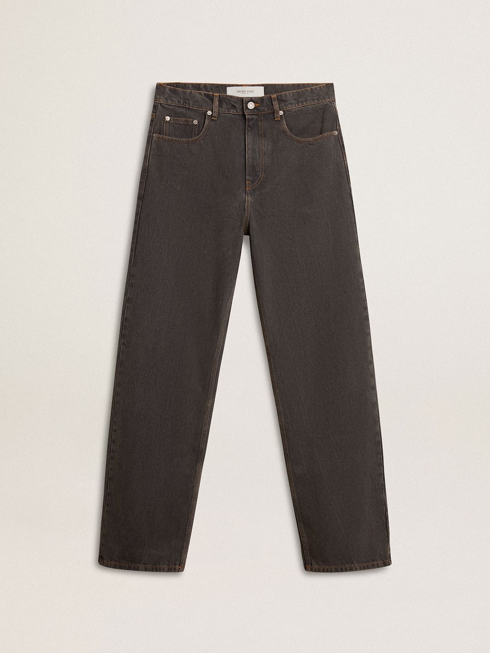Jean gris foncé pour homme en denim au délavage twist crease — Golden Goose