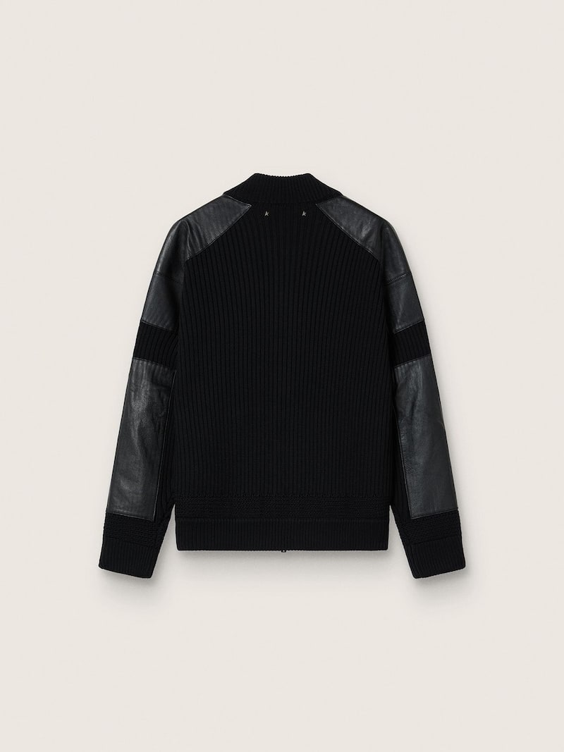 Golden Goose - Chaqueta de hombre de color negro de lana merino con parche de piel in 