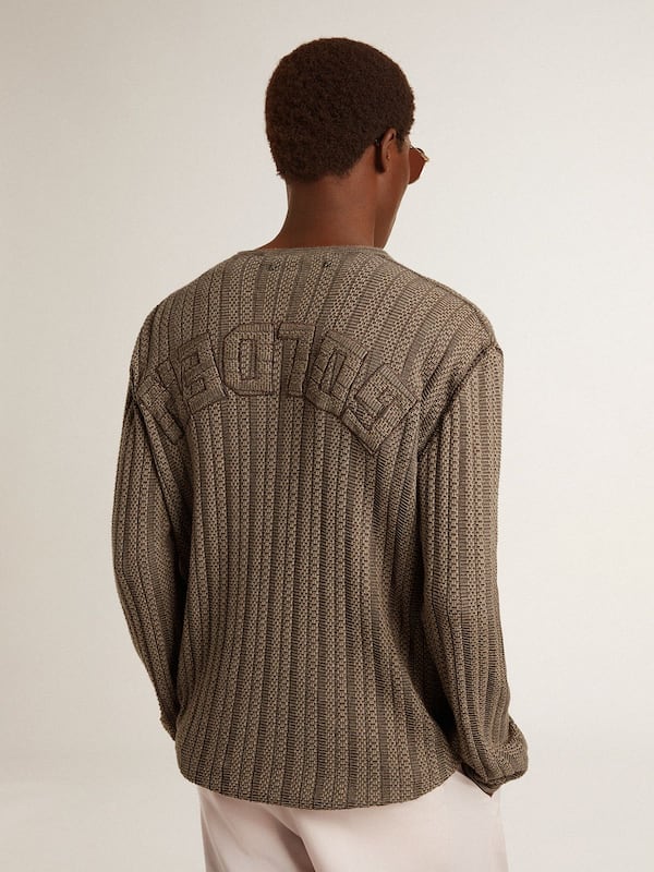 Golden Goose - Men's travertine-colored sweater with 'Golden' patch lettering on the back in 
