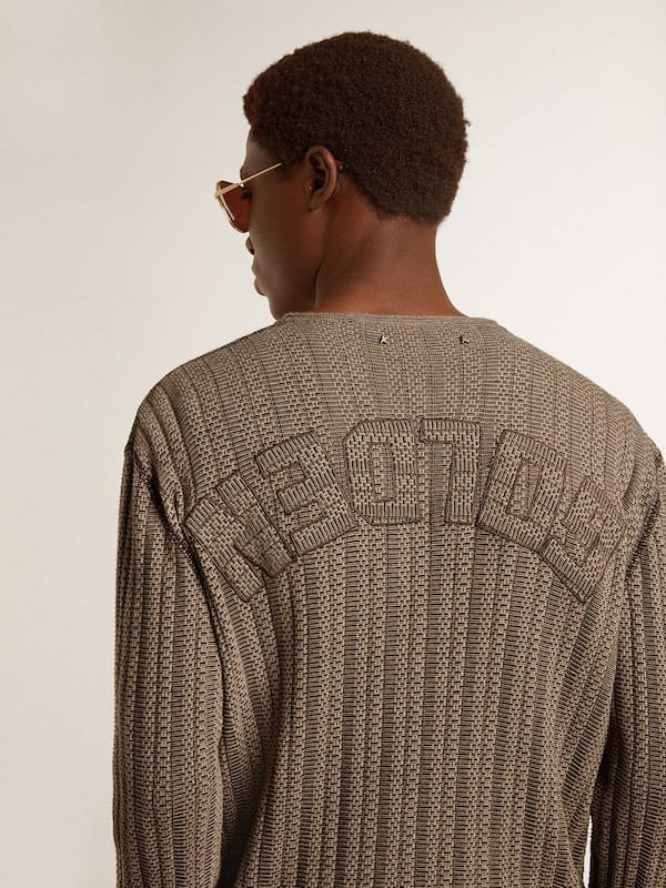 Golden Goose - Men's travertine-colored sweater with 'Golden' patch lettering on the back in 