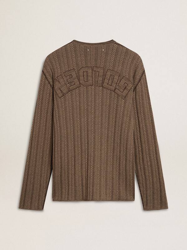 Golden Goose - Men's travertine-colored sweater with 'Golden' patch lettering on the back in 
