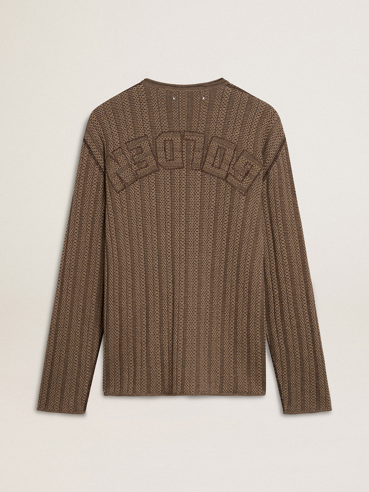 Golden Goose - Men's travertine-colored sweater with 'Golden' patch lettering on the back in