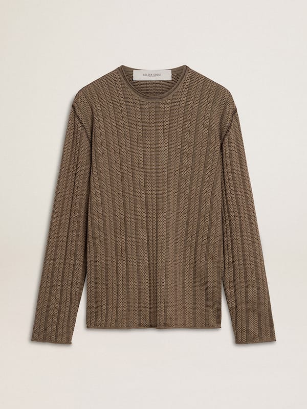 Golden Goose - Men's travertine-colored sweater with 'Golden' patch lettering on the back in 