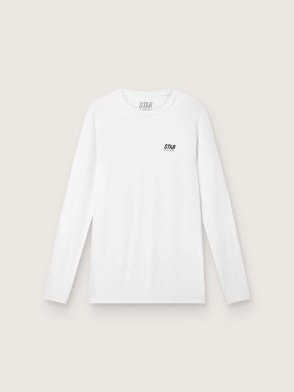 T-shirt de sport blanc à manches longues pour homme — Golden Goose
