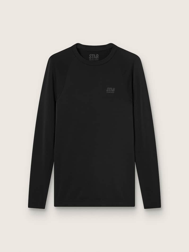T-shirt de sport noir à manches longues pour homme