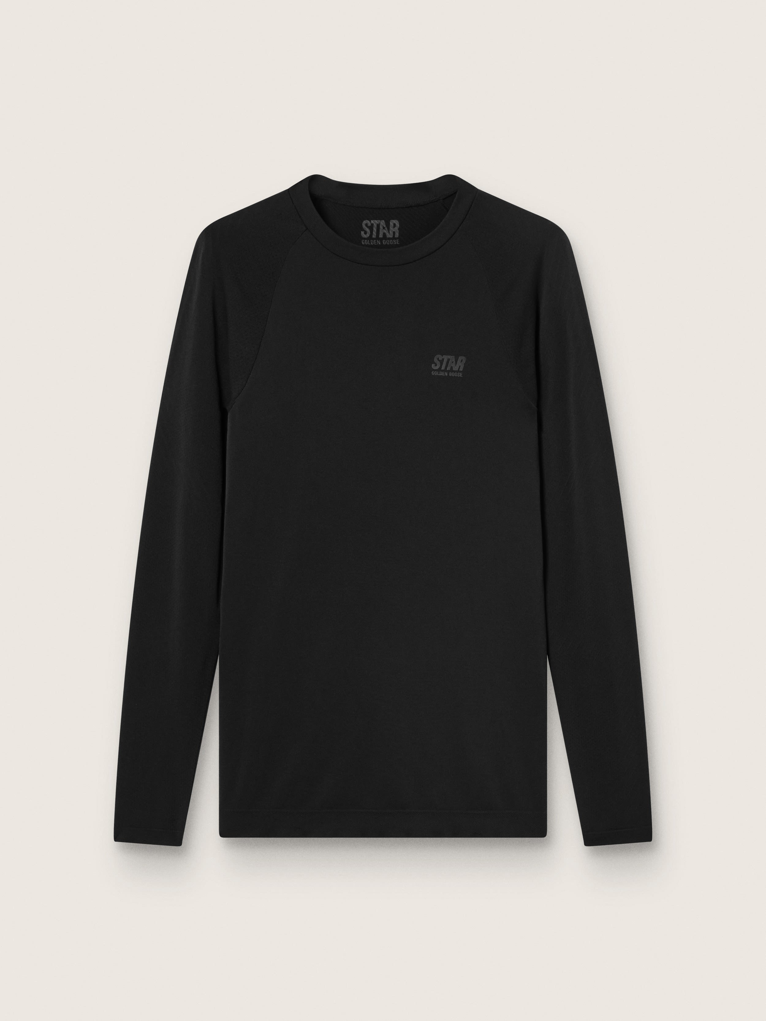 T-shirt de sport noir à manches longues pour homme — Golden Goose