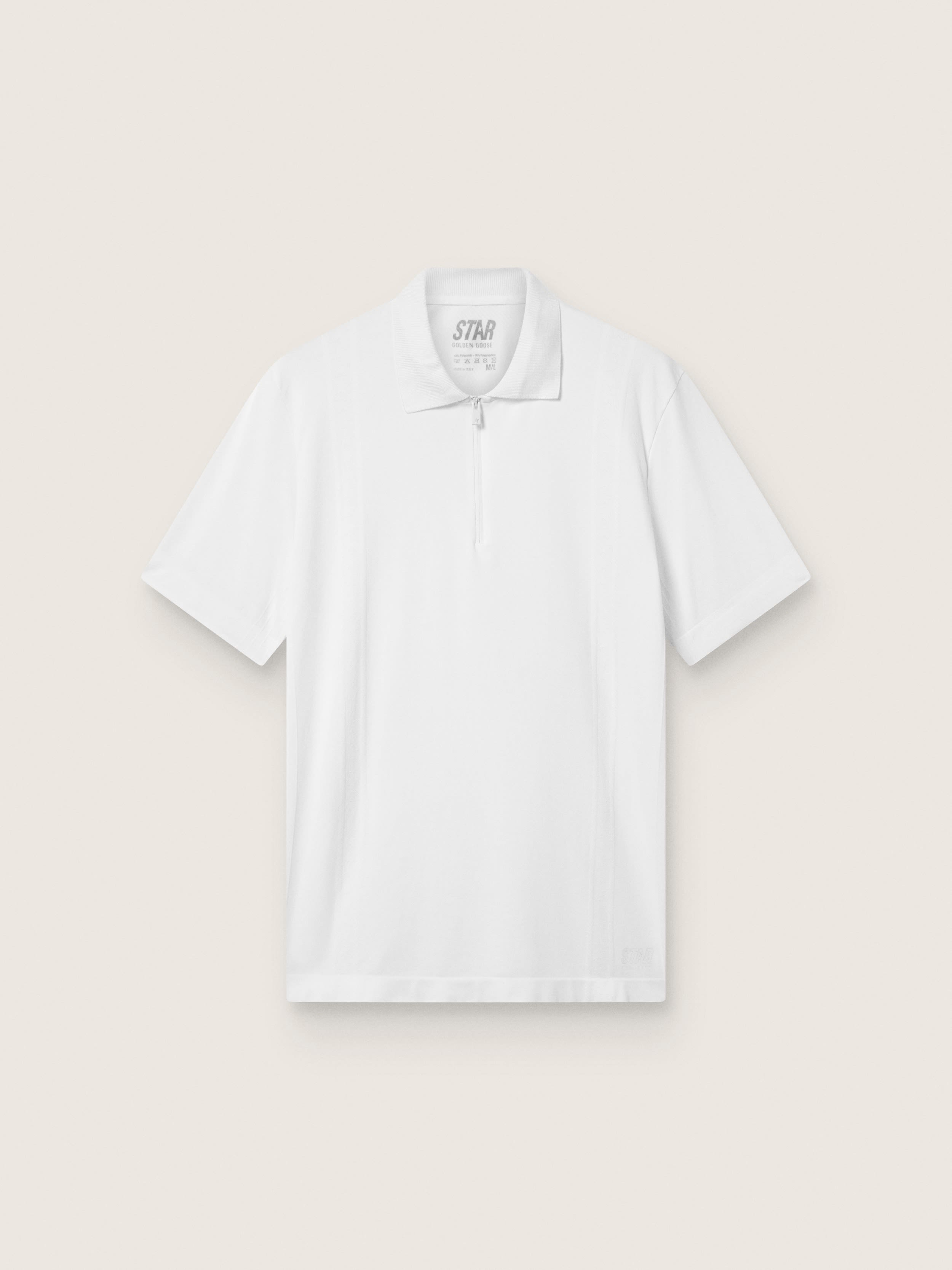 Polo de sport zippé blanc pour homme — Golden Goose