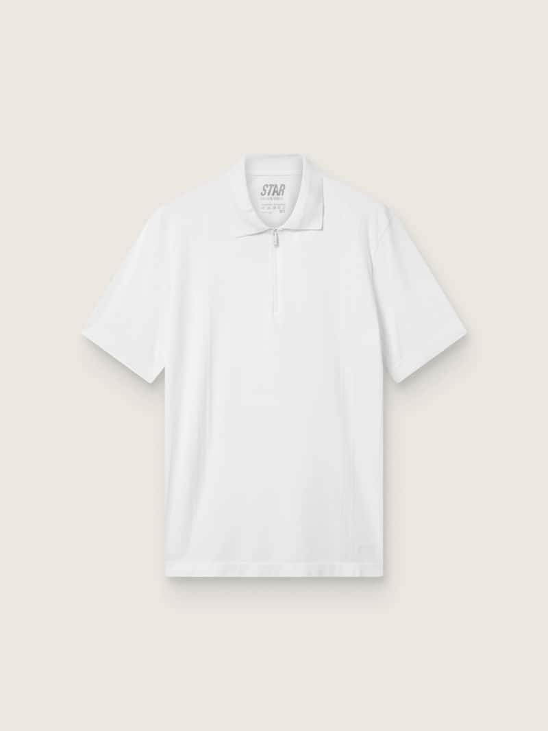 Polo sportiva con zip bianca da uomo