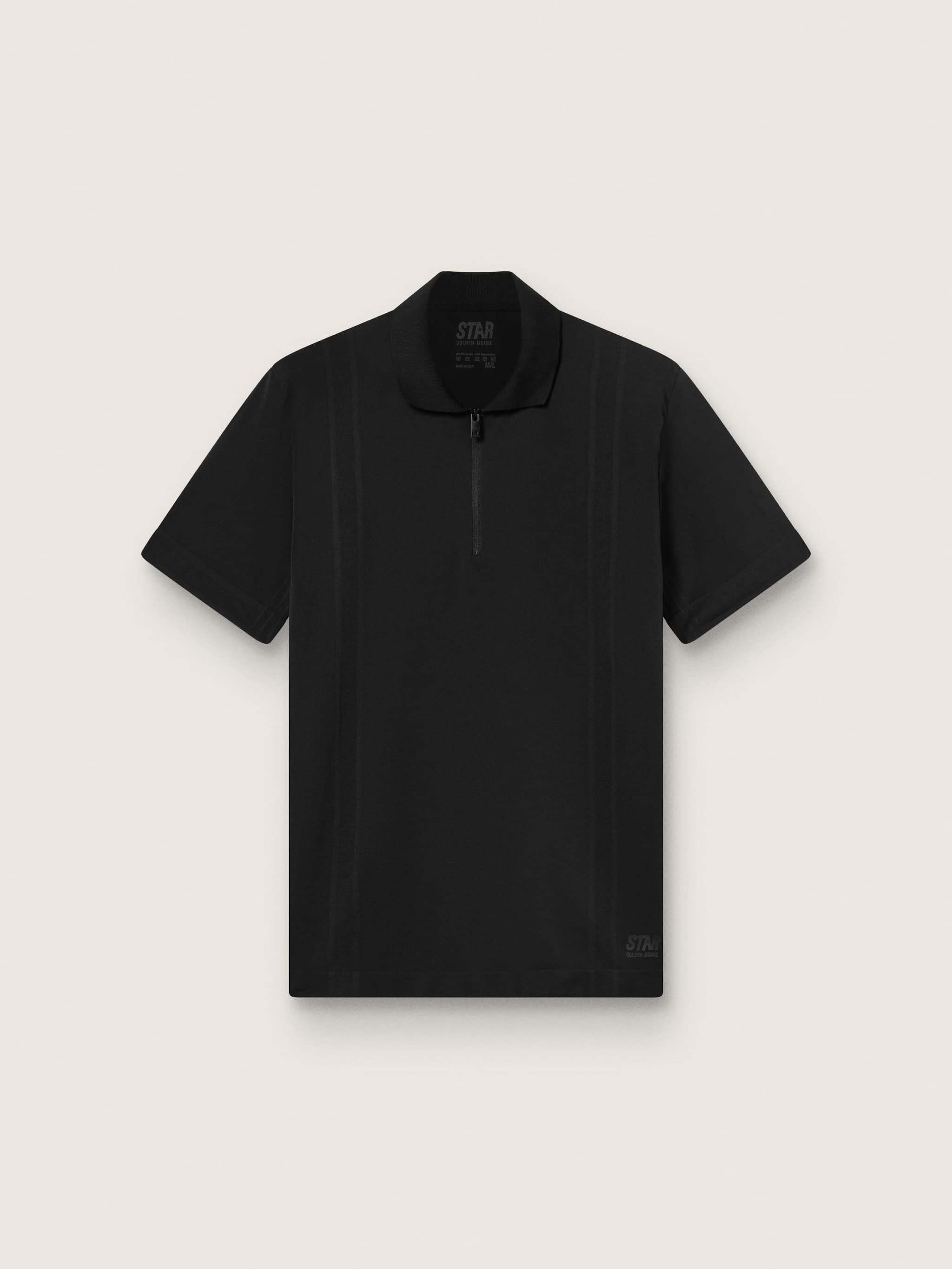 Golden Goose - Polo sportiva con zip nera da uomo in 