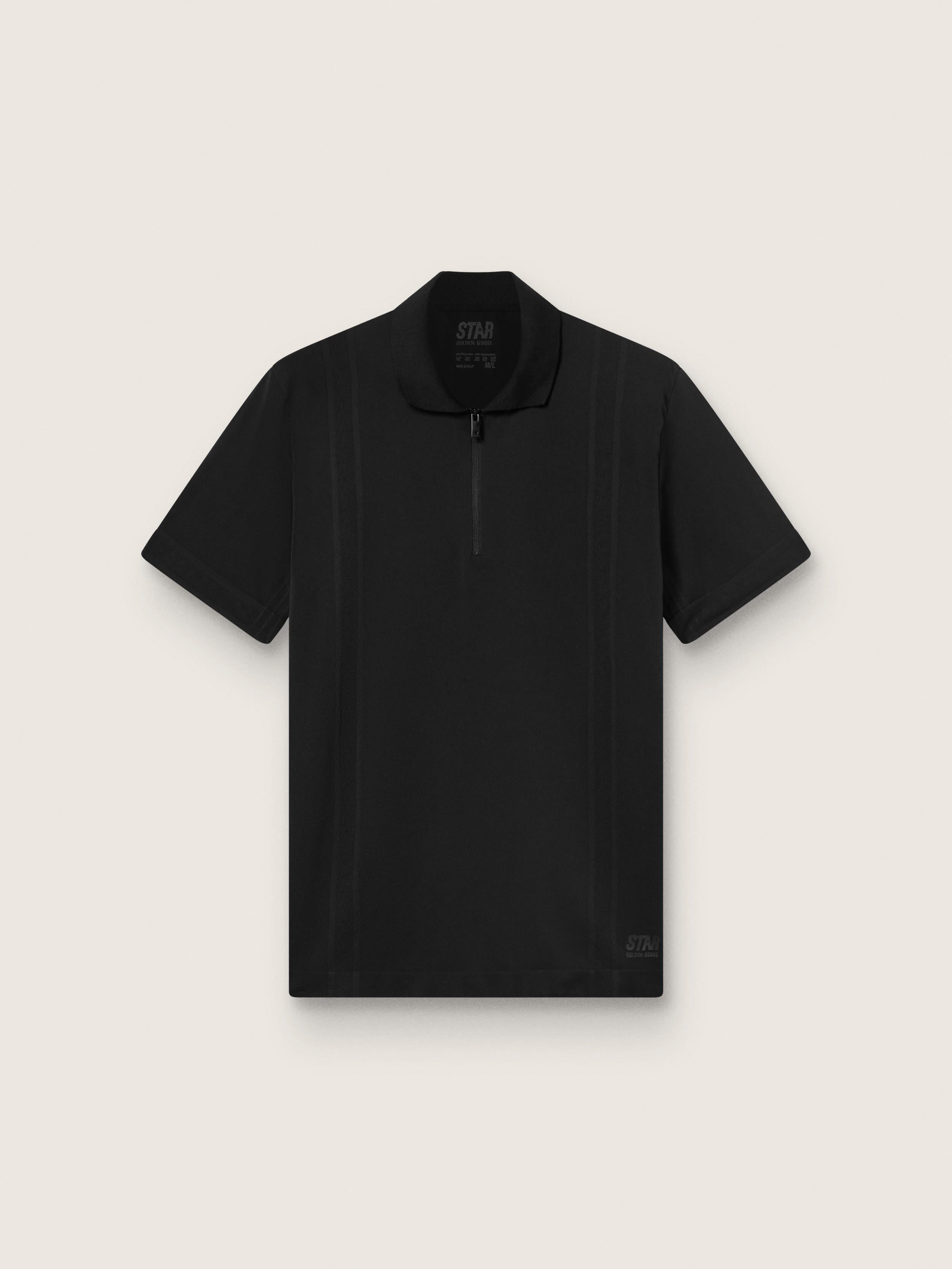 Polo de sport zippé noir pour homme — Golden Goose