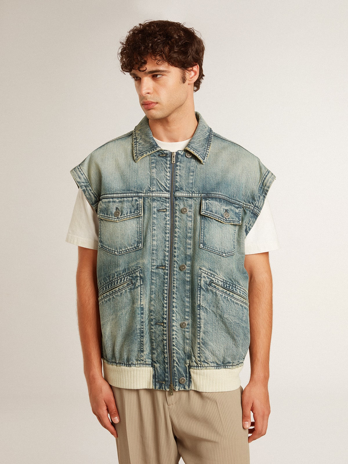 【関税&送料込】Golden  Deluxe Brand Kim Denim Medium W Men's denim jacket with medium wash