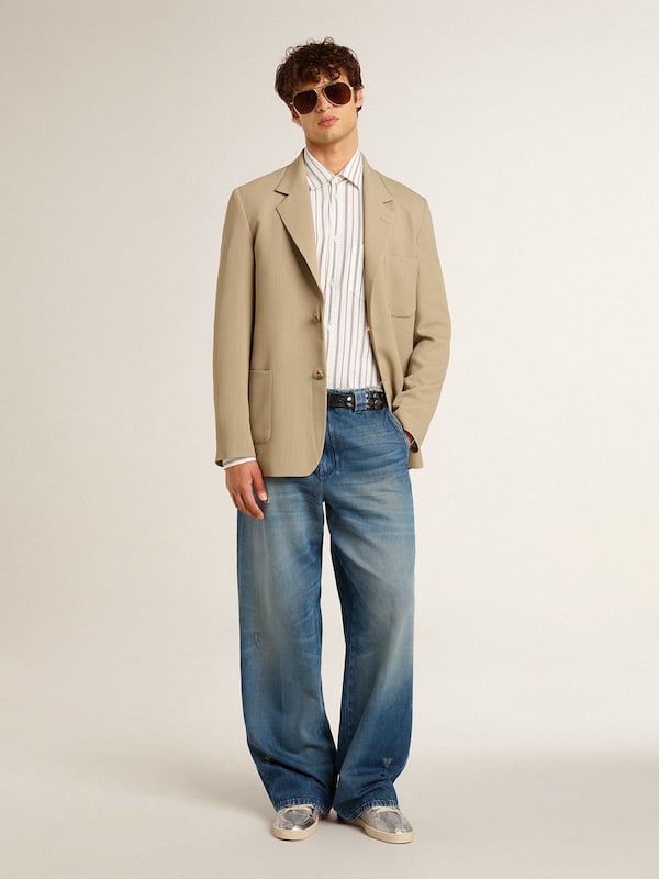 Golden Goose - Men's denim chinos with distressed details in 