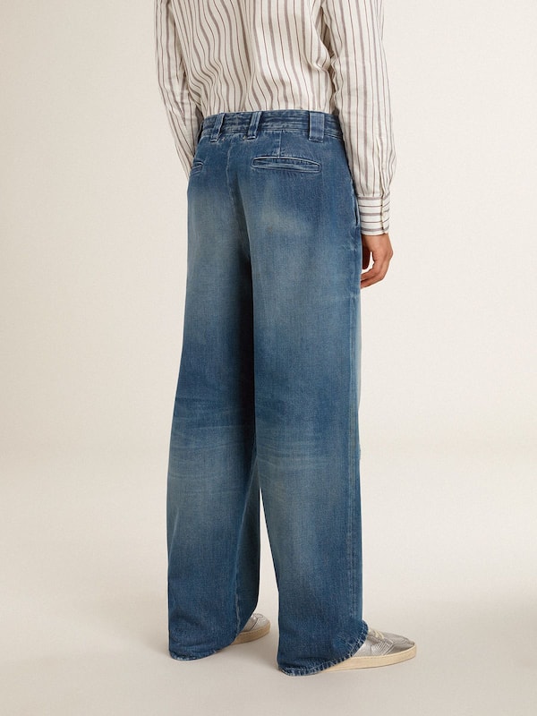 Golden Goose - Men's denim chinos with distressed details in 