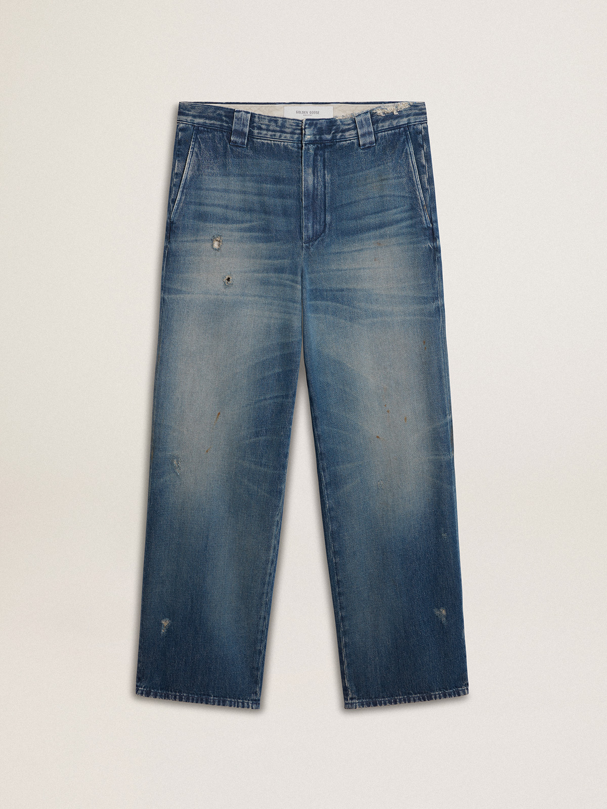 Pantalon chino pour homme en denim avec détails usés — Golden Goose