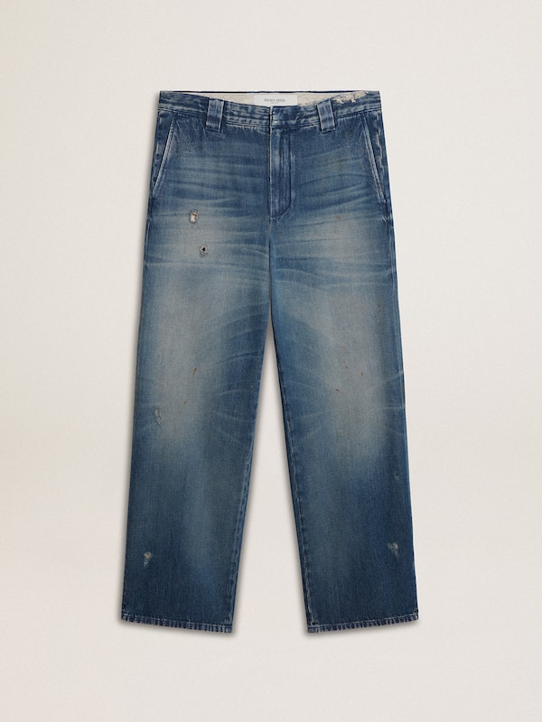 Golden Goose - Men's denim chinos with distressed details in 