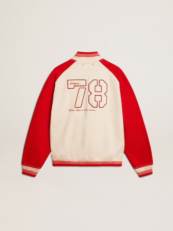 Golden Goose - Bomber jacket in worn white and red with embroidery in 