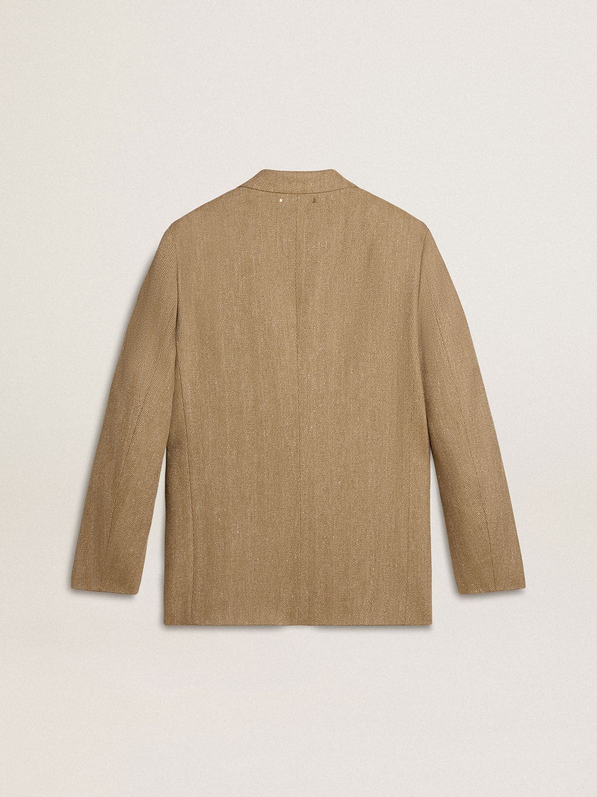 Golden Goose - Blazer de cierre recto de hombre en mezcla de lino chevron color arena in 