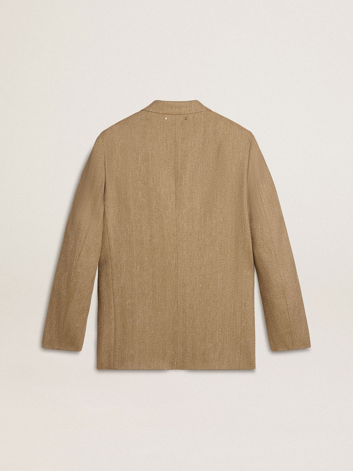 Golden Goose - Einreihiger Herrenblazer aus sandfarbenem Chevron aus Leinenmischung in