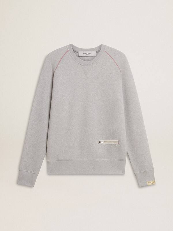 Golden Goose - Men’s gray round neck sweatshirt with contrast stitching in 