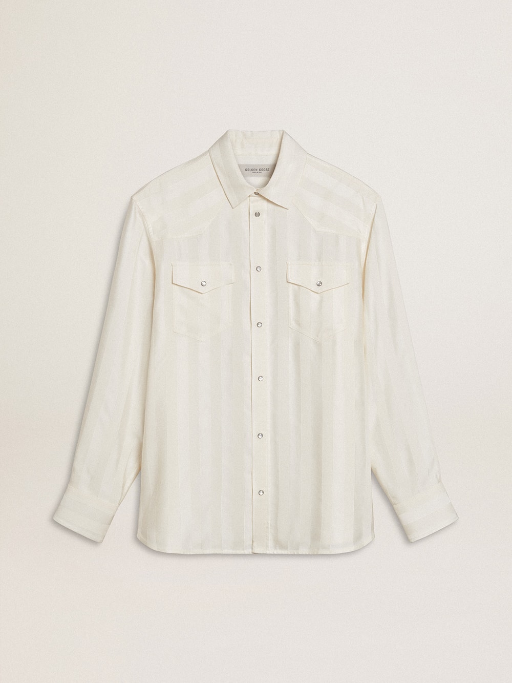 Chemise oversize blanc vieilli pour homme à rayures verticales — Golden Goose