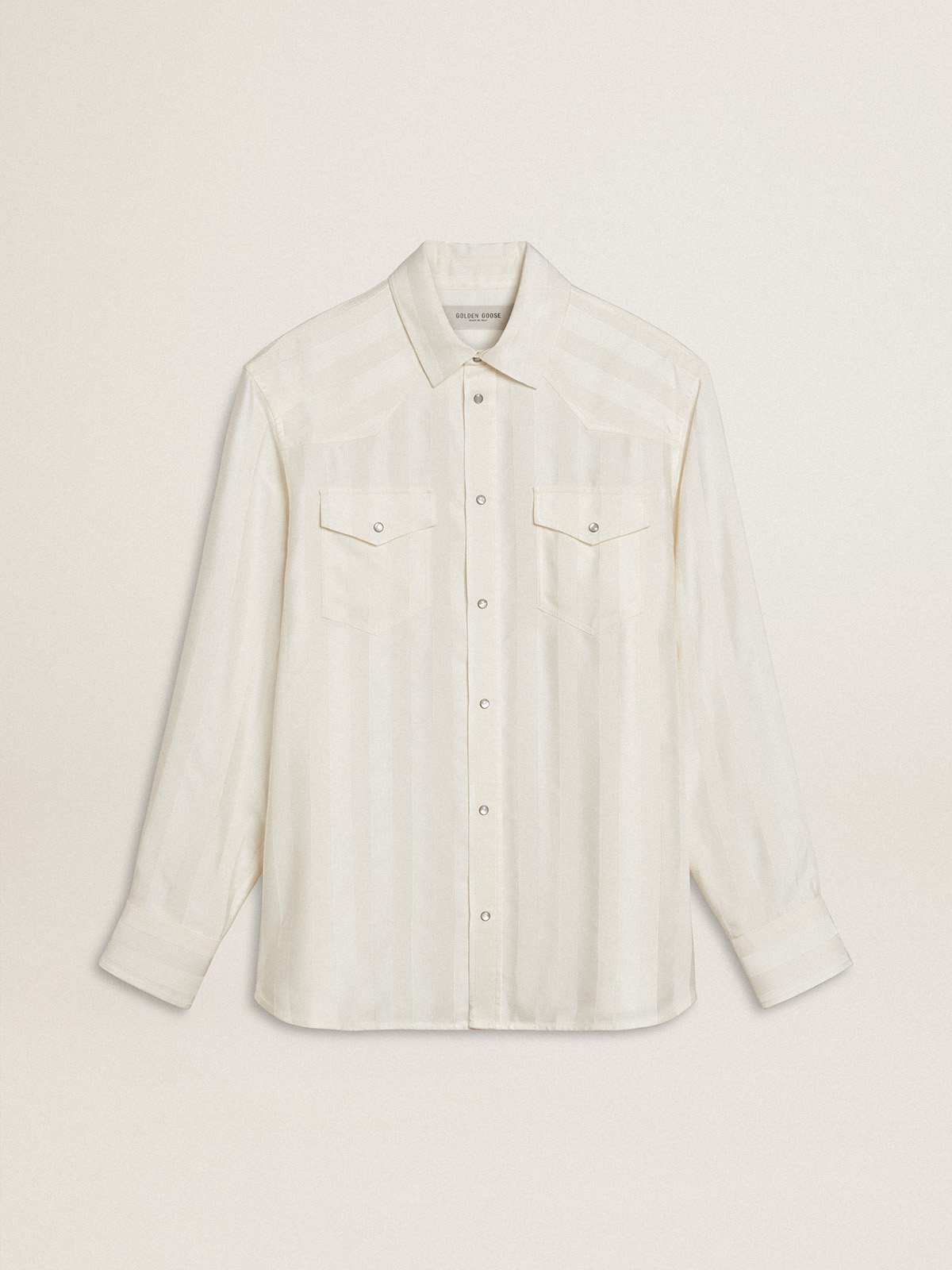 Chemise oversize blanc vieilli pour homme à rayures verticales — Golden Goose