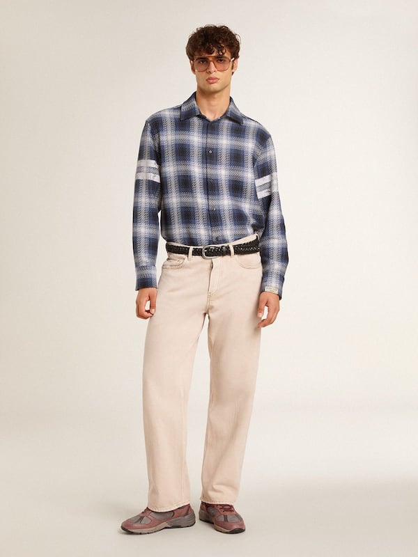 Golden Goose - Men's blue 3D checkered shirt with print on the back  in 