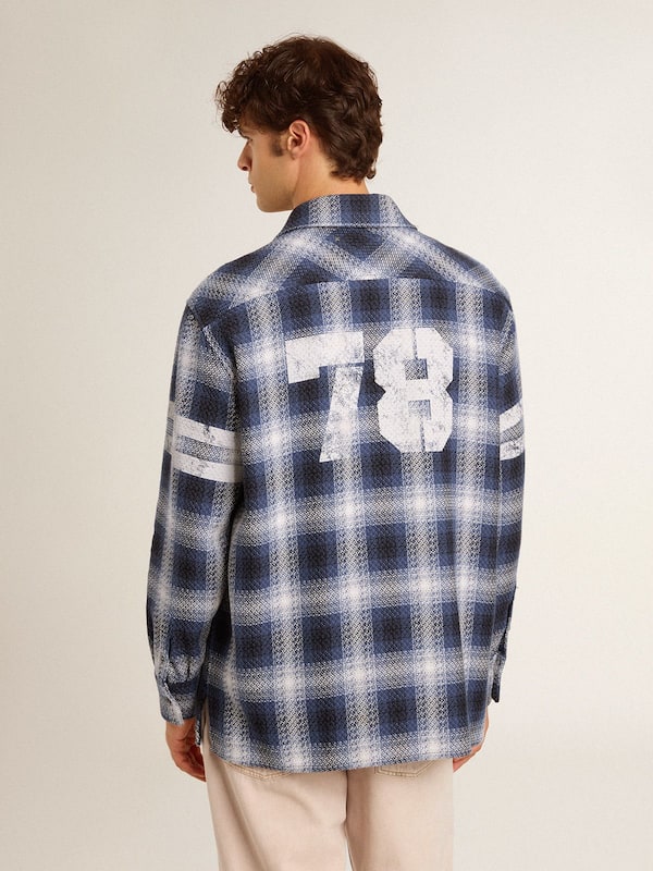 Golden Goose - Men's blue 3D checkered shirt with print on the back  in 