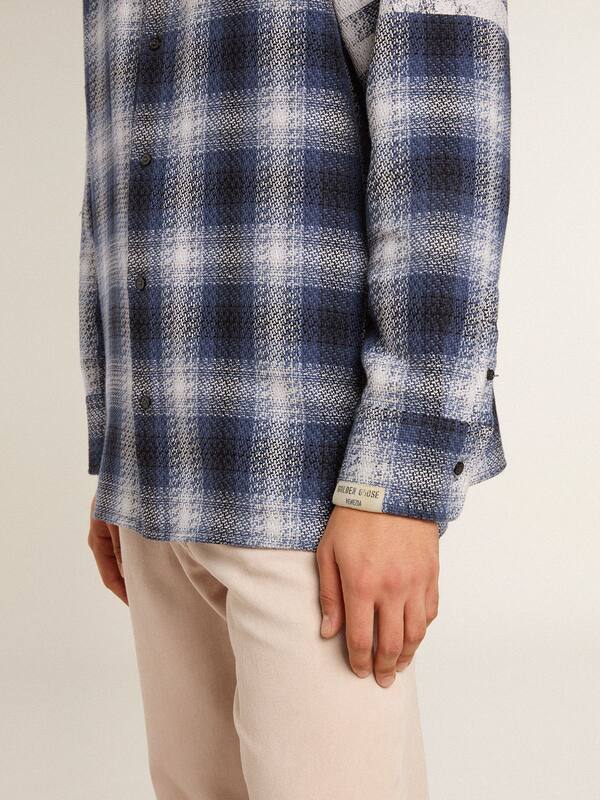 Golden Goose - Men's blue 3D checkered shirt with print on the back  in 