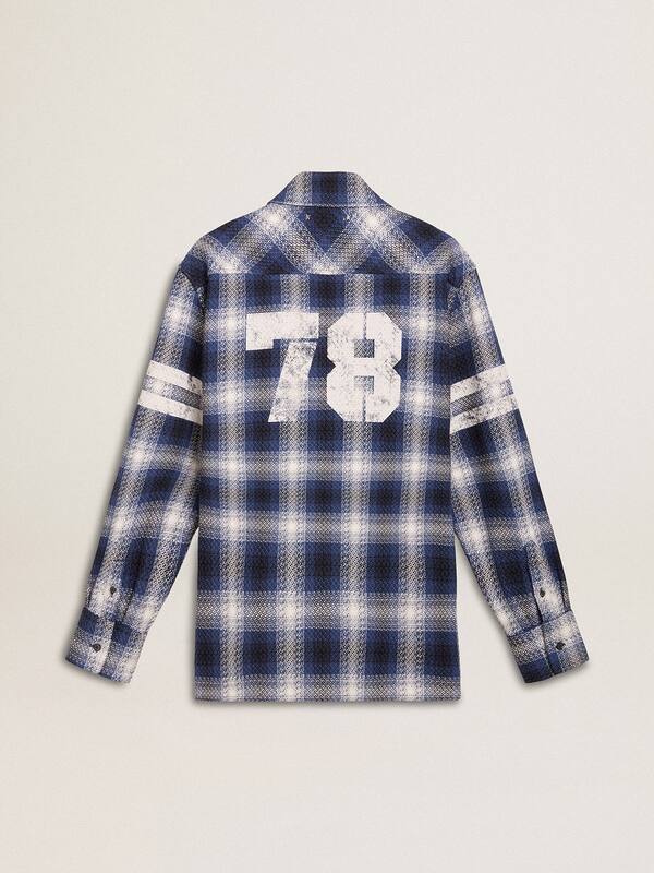 Golden Goose - Men's blue 3D checkered shirt with print on the back  in 