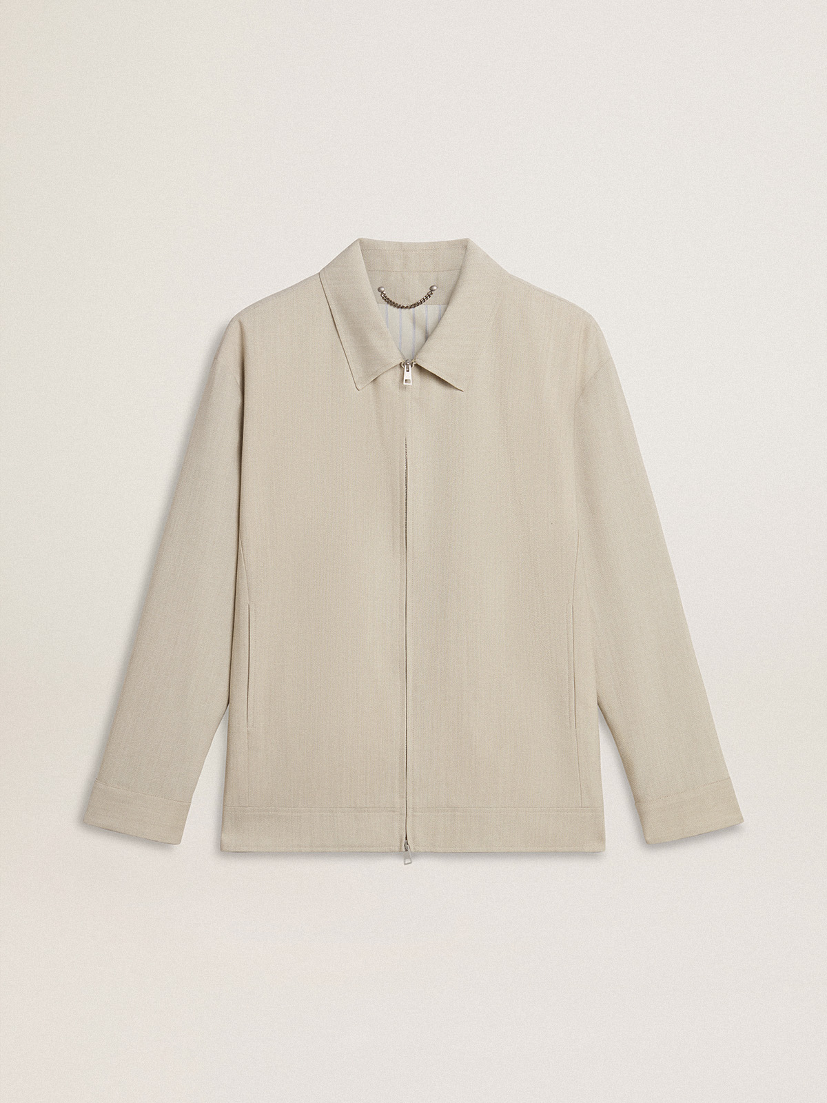 Veste coach pour homme en laine mélangée kaki — Golden Goose