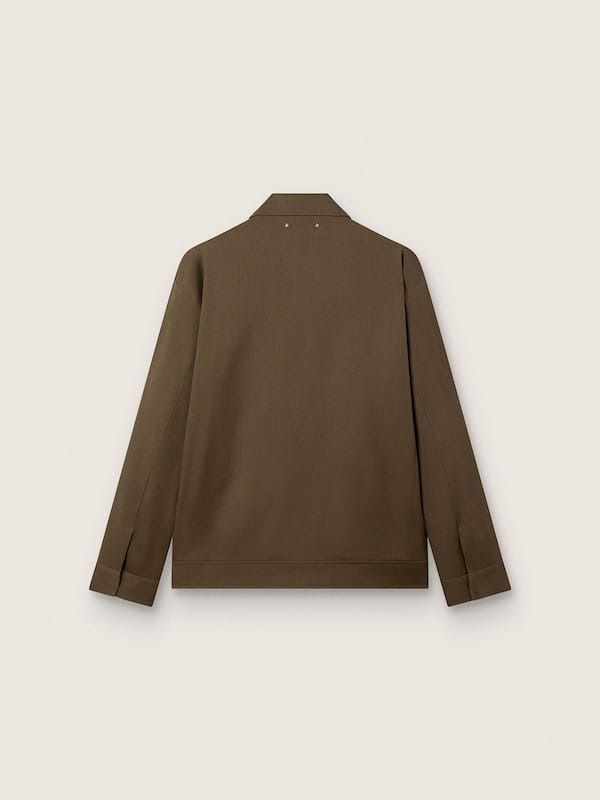 Men's wool gabardine coach jacket with embroidery