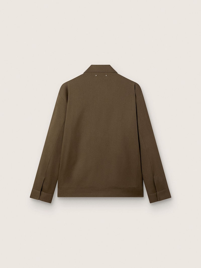 Golden Goose - Giacca coach da uomo in gabardine di lana con ricamo in 