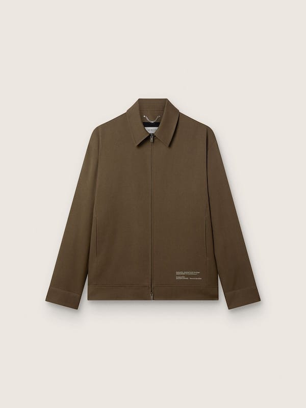 Men's wool gabardine coach jacket with embroidery
