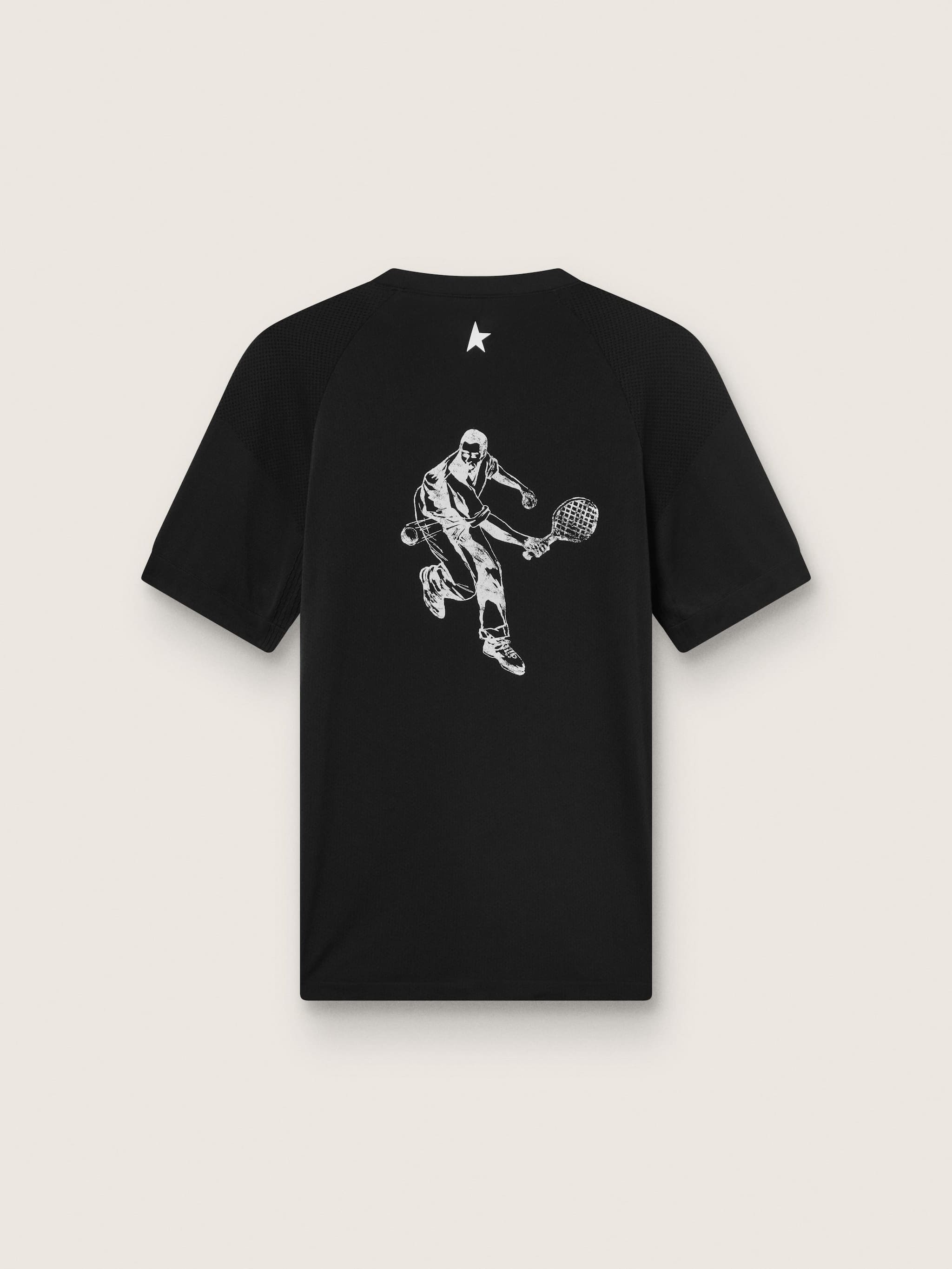 Golden Goose - T-shirt sportiva nera da uomo con stampa sul retro in 