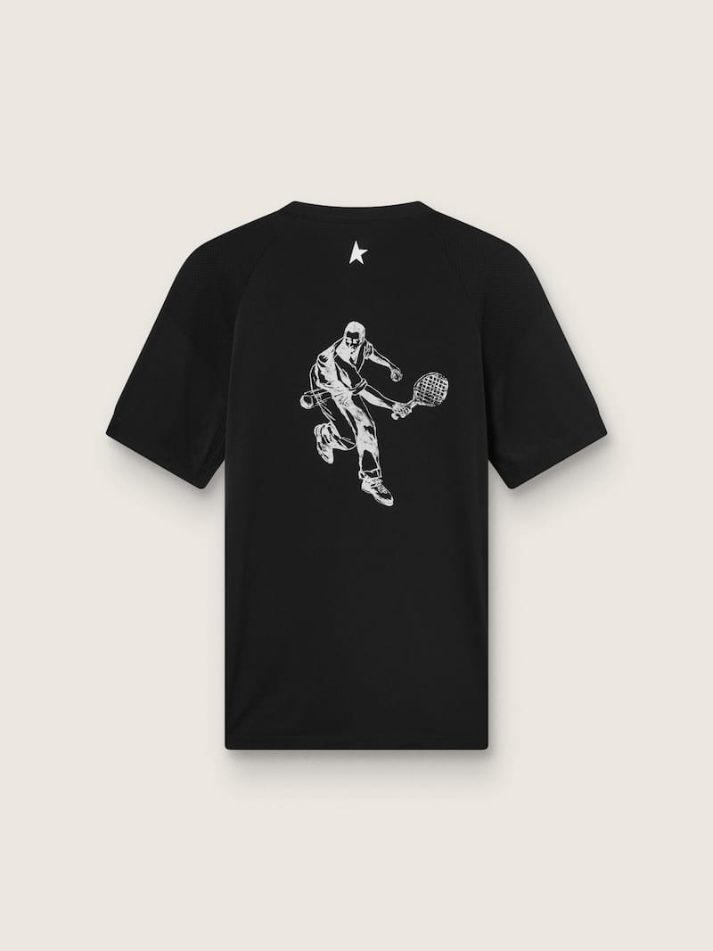 Golden Goose - T-shirt de sport noir pour homme avec imprim&eacute; dans le dos in 