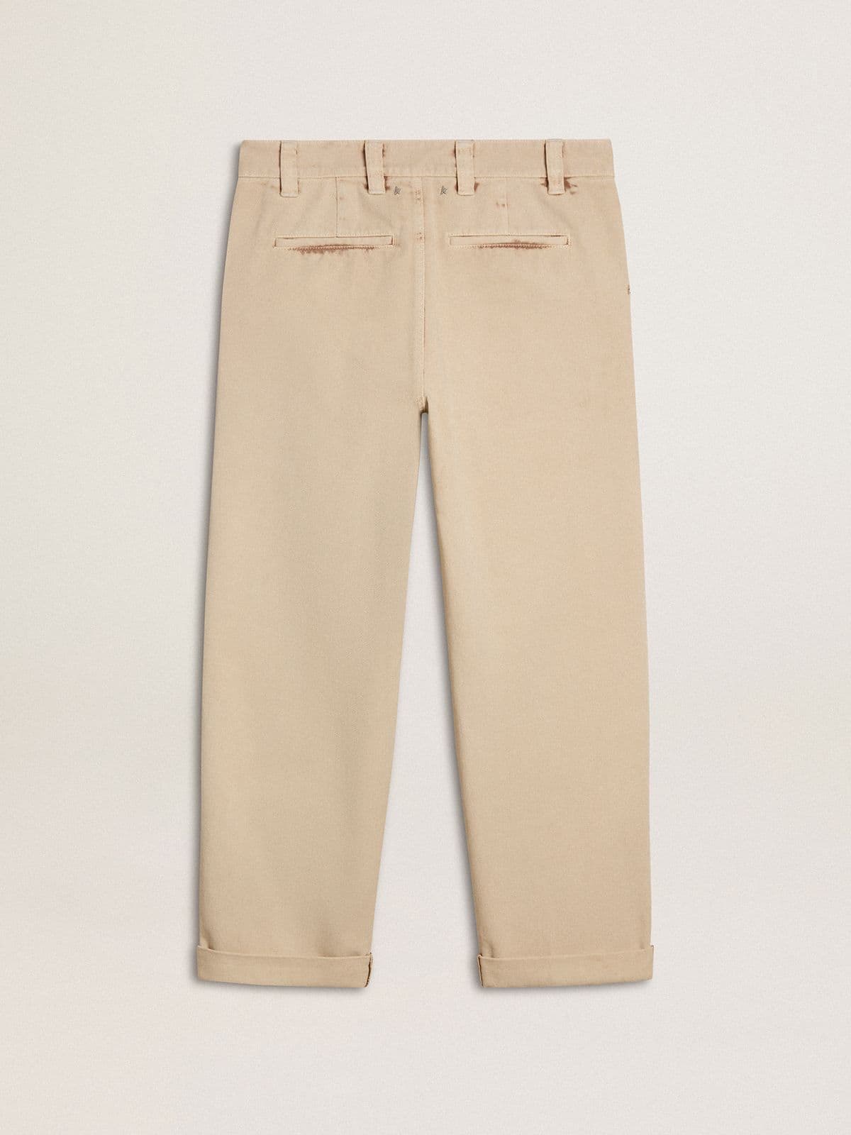 Golden Goose - Men's beige chinos with a lived-in look finish in 