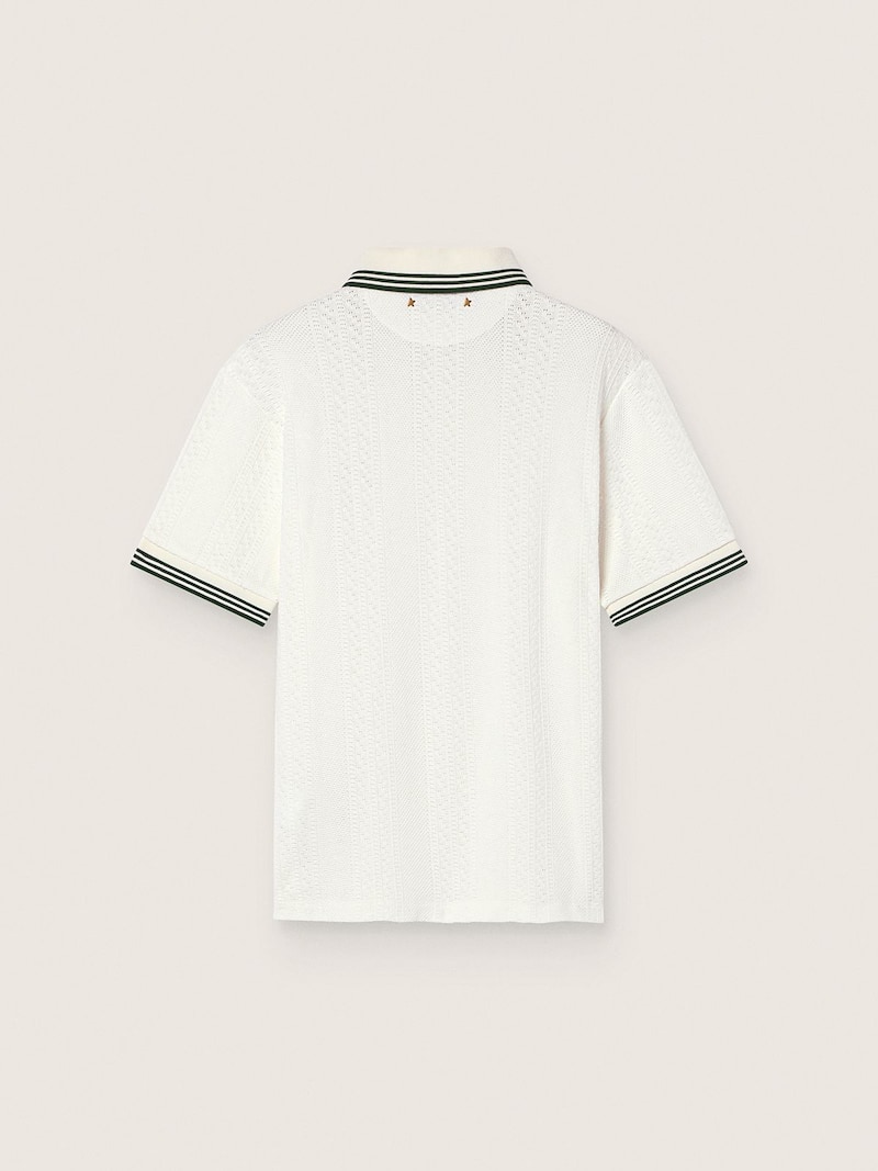 Golden Goose - Polo homme en coton blanc avec motif jacquard ajour&eacute; in 
