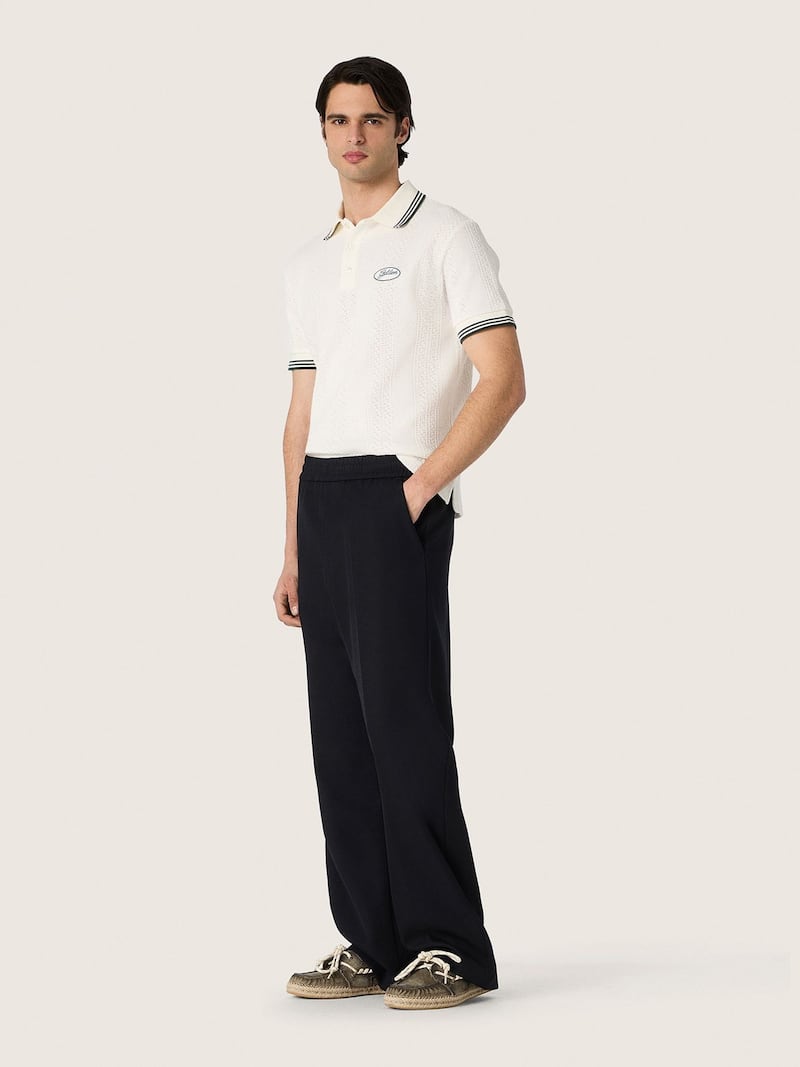 Golden Goose - Polo homme en coton blanc avec motif jacquard ajour&eacute; in 