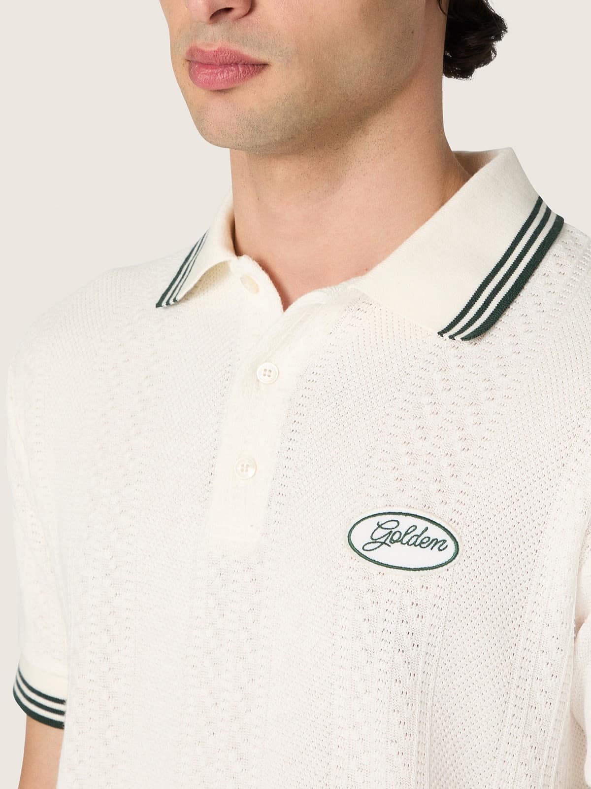 Golden Goose - Herrenhemd aus wei&szlig;er Baumwolle mit Jacquardmotiv mit Perforationen in 