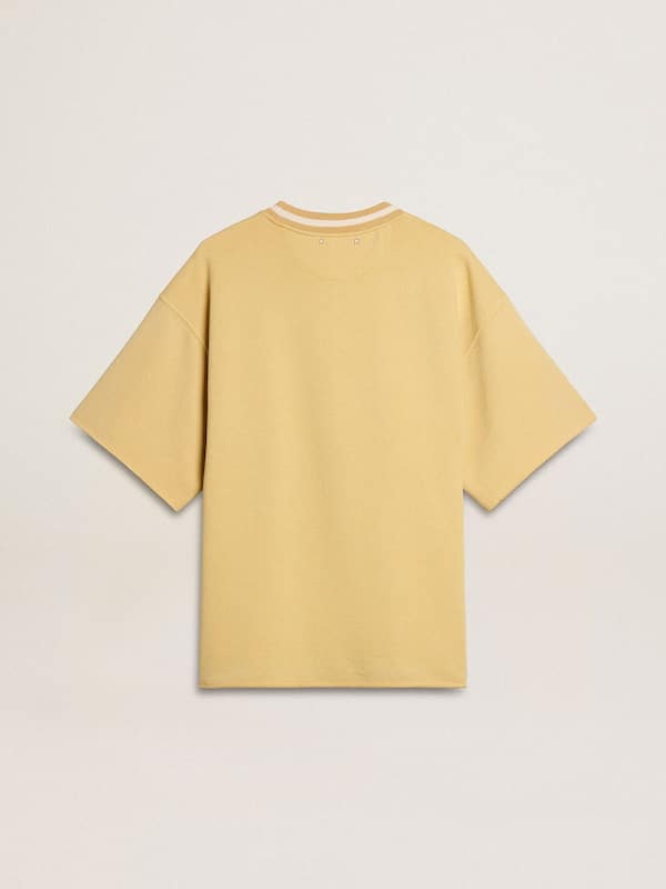 Golden Goose - Men's oversized yellow cotton T-shirt with blue print   in 