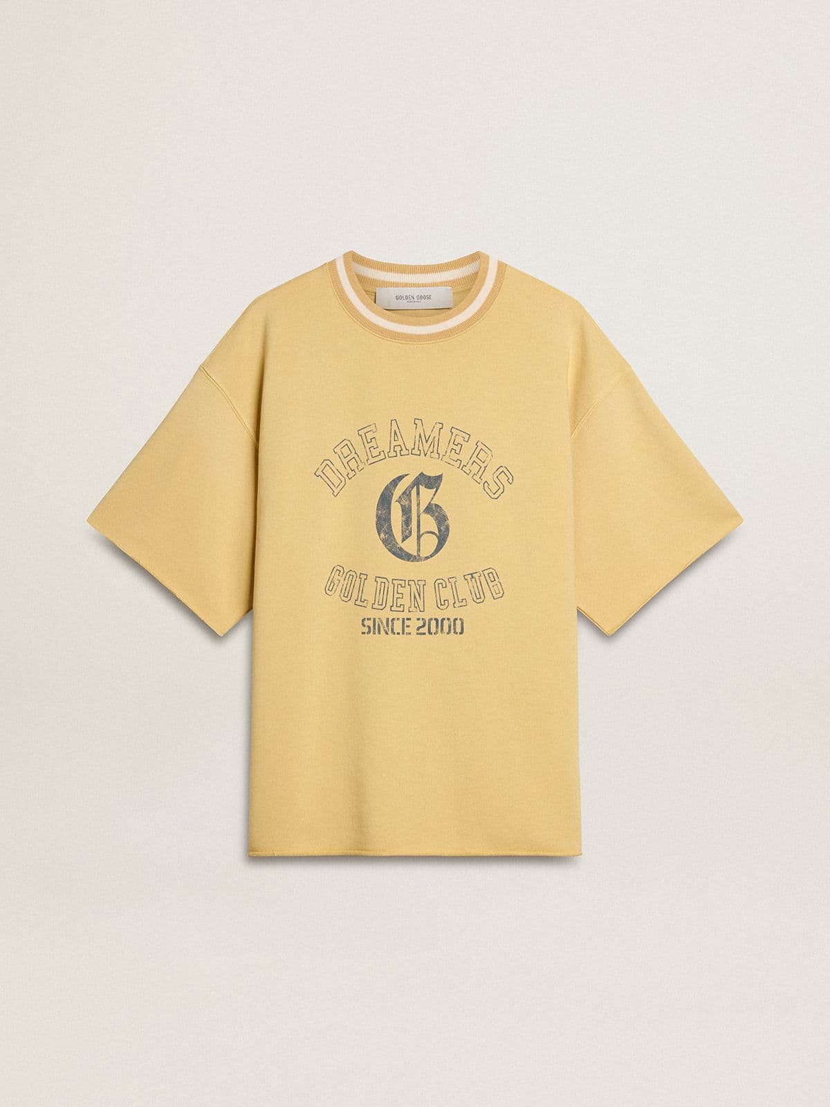 Golden Goose - Oversized Herren-T-Shirt aus gelber Baumwolle mit blauem Print   in 