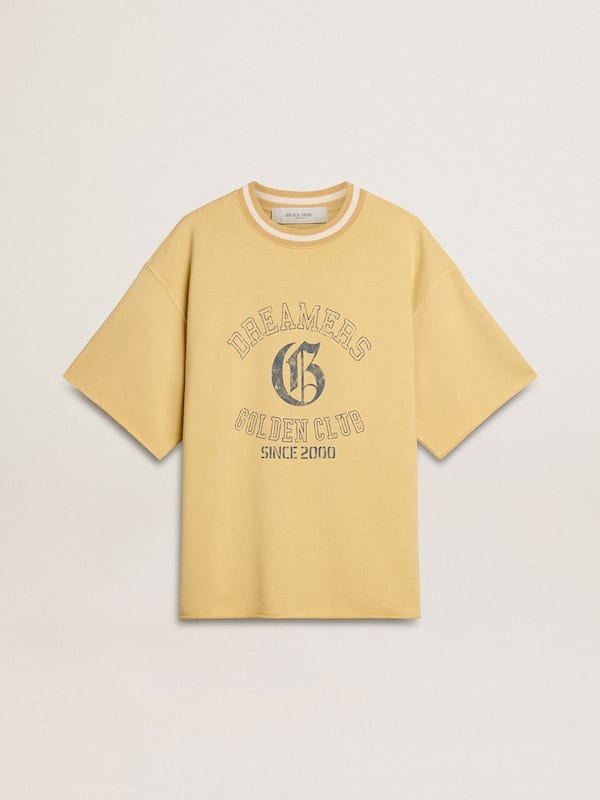 Golden Goose - Men's oversized yellow cotton T-shirt with blue print   in 